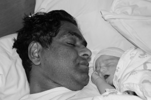 Satish and Surya sleeping after birth