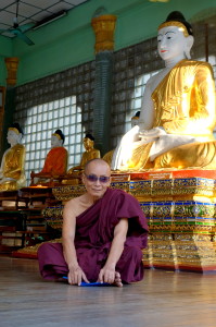 Monk in Shwedagon Pagoda in Yangon, Myanmar